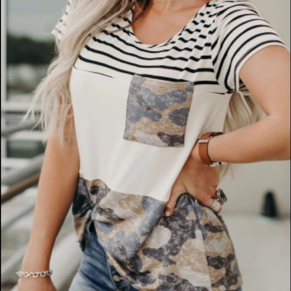 Camo Colorblock Pocket Tee